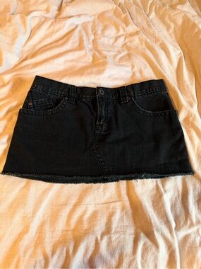 Roxy Black Denim Mini Skirt with Raw Hem